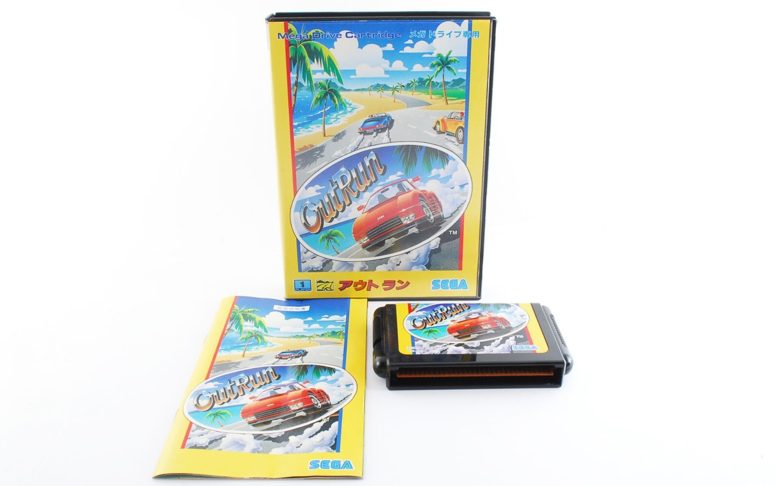 Sega Genesis Mega Drive MD Console HAA-2510 Black w/Out Run Set Tested Japan JP