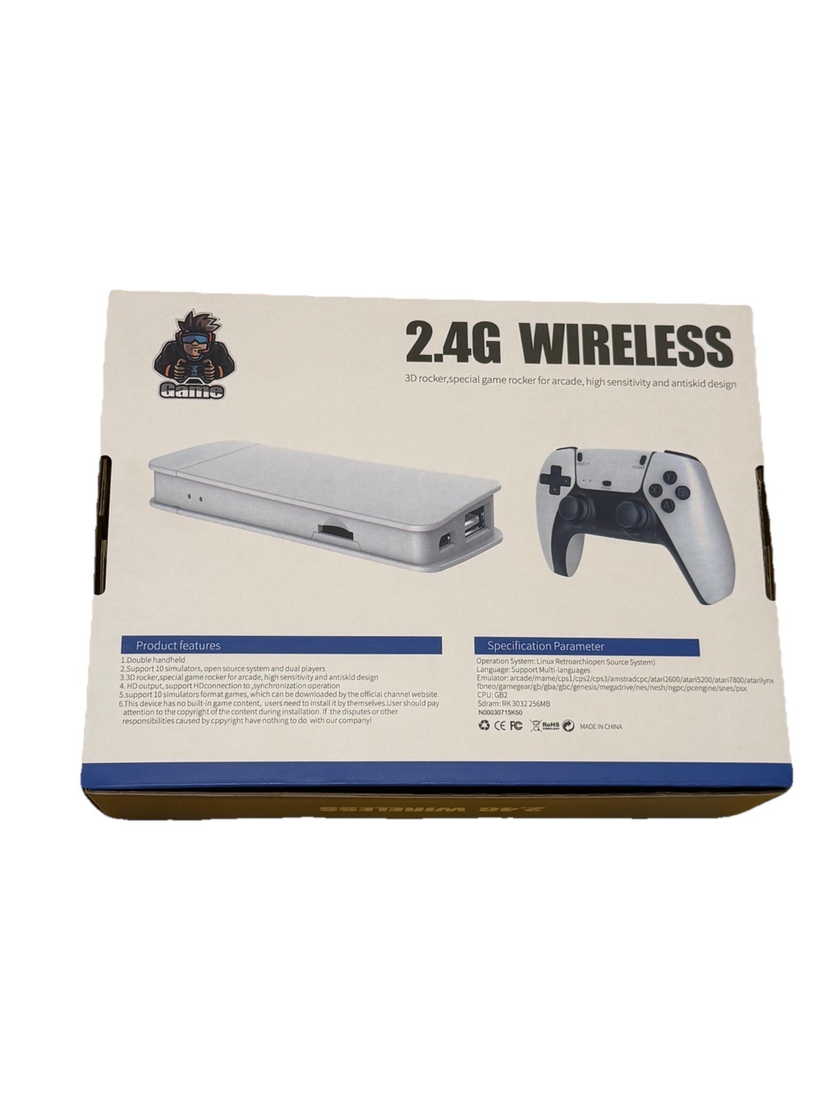 Game 2.4G Wireless Home Console White HD Output Wi-Fi HDMI USB-A 3D Audio