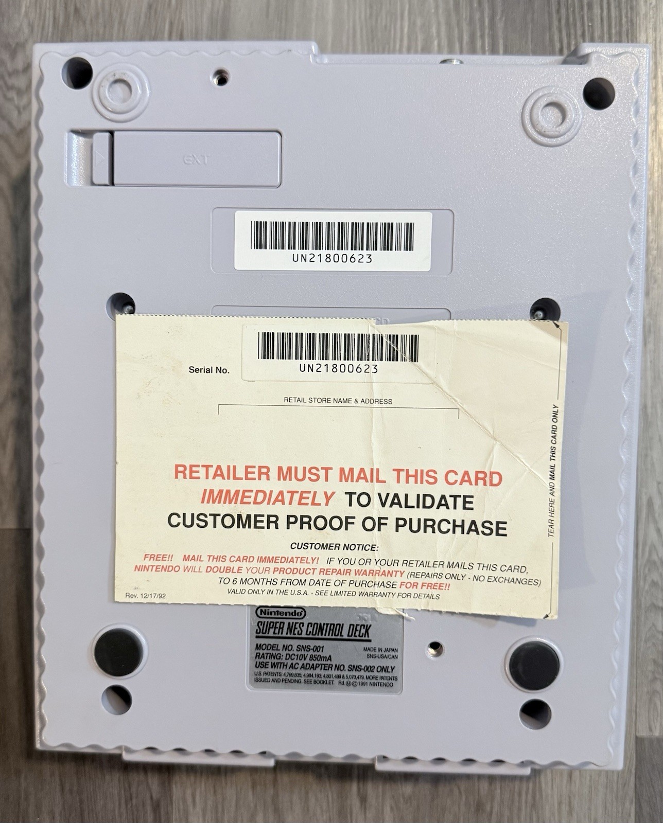 SNES Original Console CIB – Matching Serial Number Box – Tested