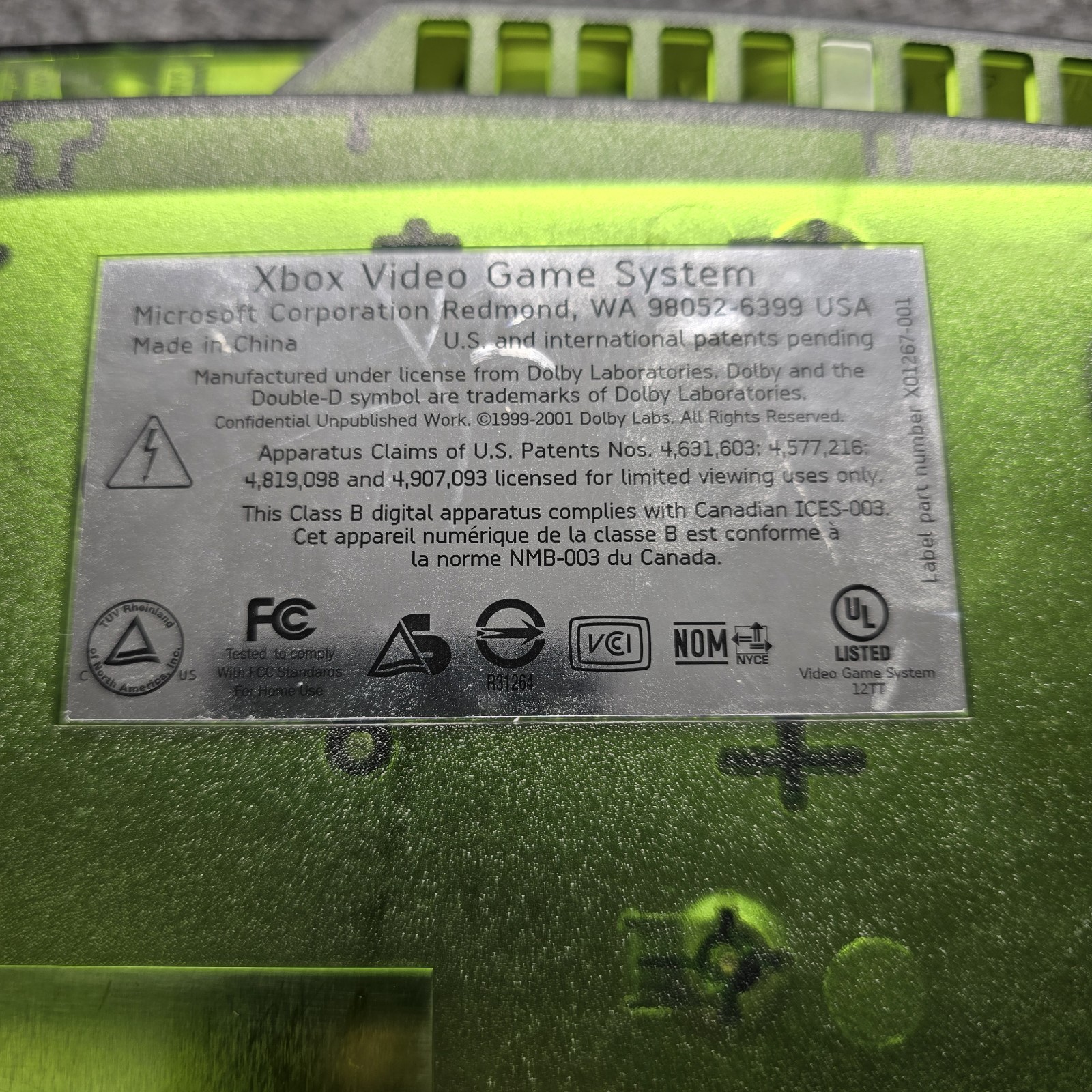 Microsoft Xbox Halo Special Edition Green Console Only Tested Working 2004