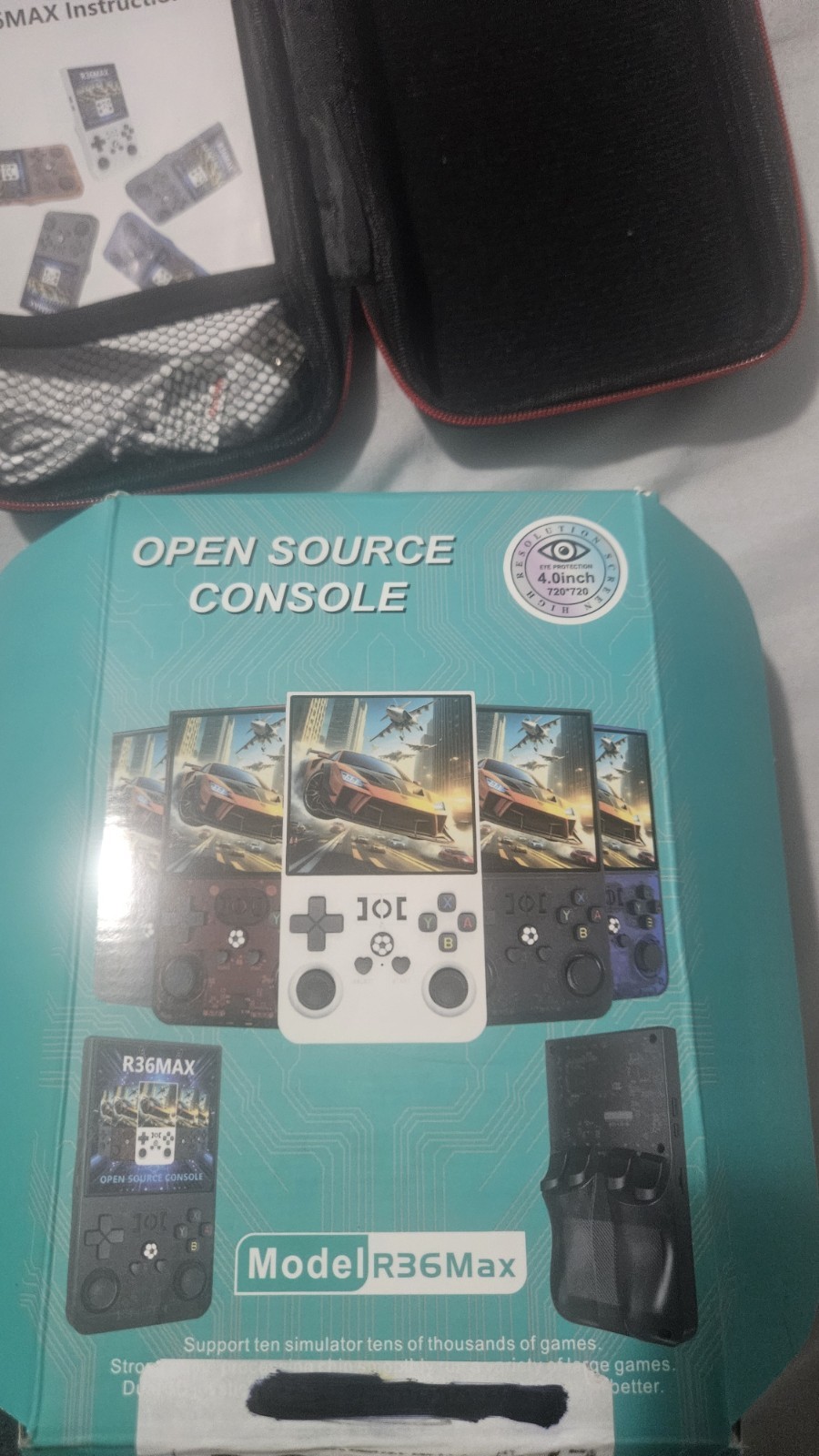 R36Max Open Source Handheld Game Console Blue 64GB USB-C 720p Region Free