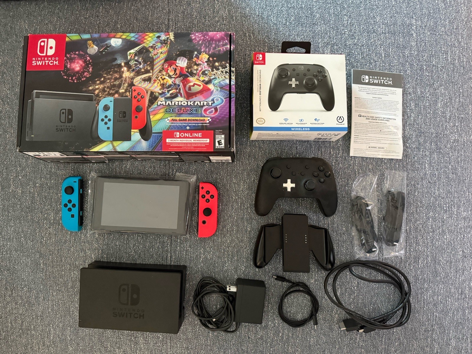 Nintendo Switch Mario Kart 8 Console Deluxe Neon Bundle – Read Listing ********