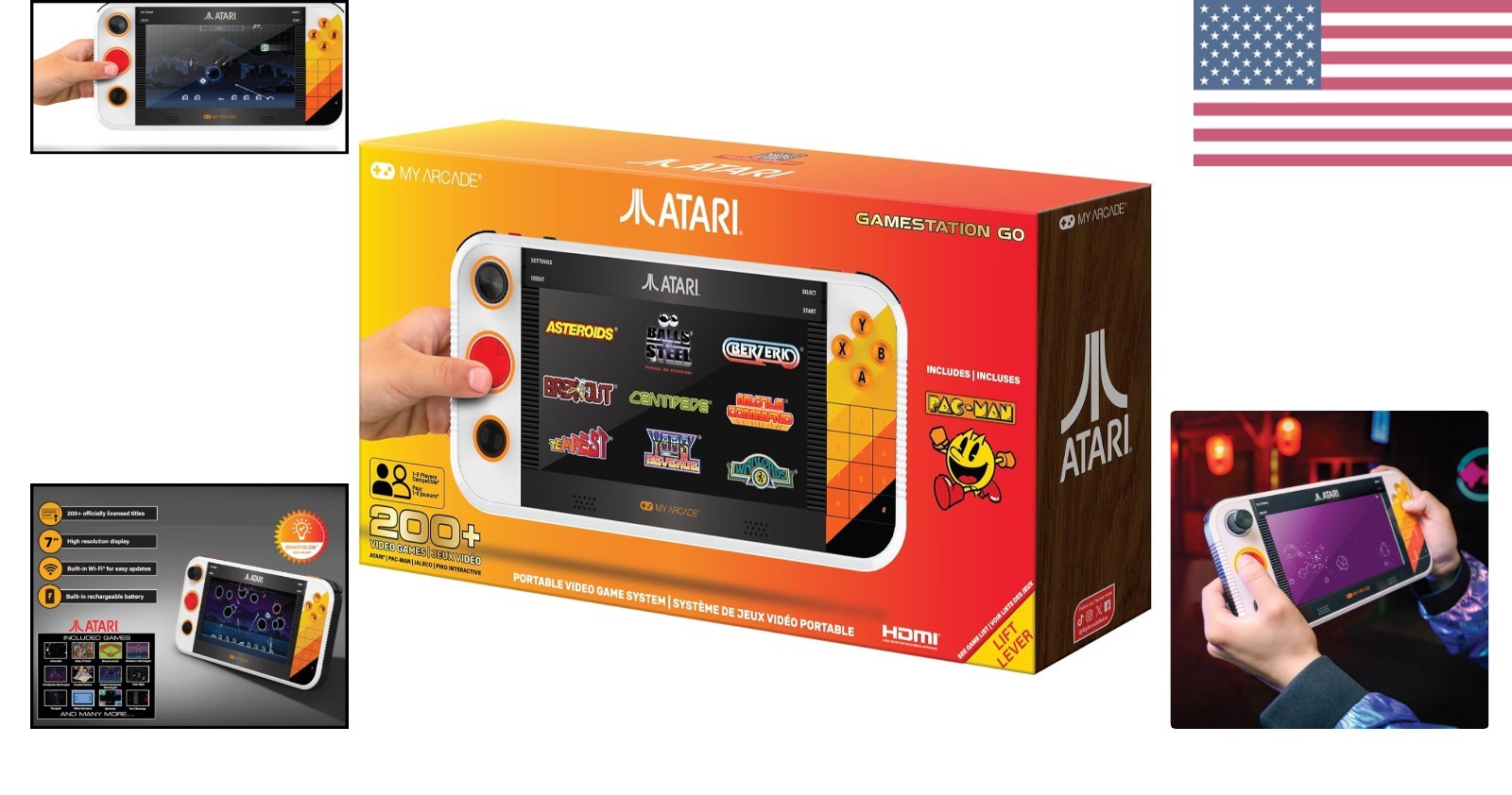 Atari Gamestation Go: Rechargeable Battery, Over 200+ Preloaded Retro Video G…