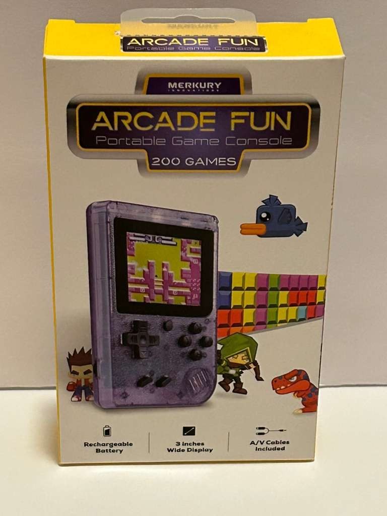 Merkury Innovations Arcade Fun Portable Purple Game Console 200 Games New