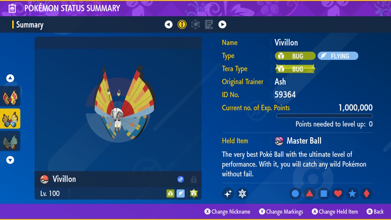 Vivillon All Forms 6iv 🌟 Shiny 🌟 & Non Shiny Pokemon Scarlet and Violet Home