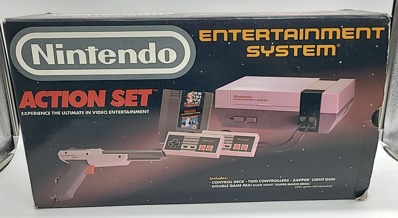 Nintendo NES Action Set Home Console With Box & Styrofoam No Paperwork Tested