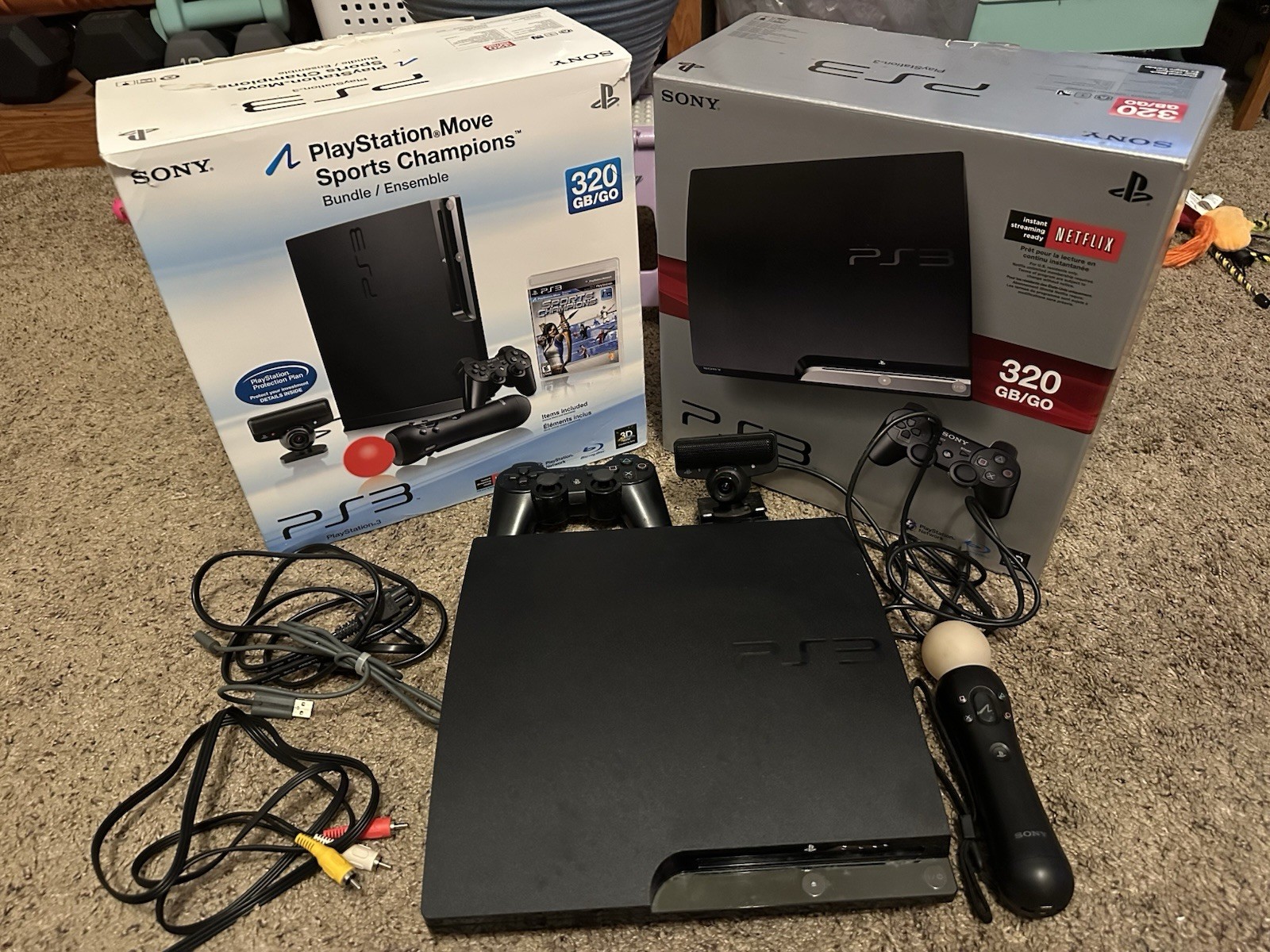 Sony PlayStation 3 PS3 Move 320GB Slim Console TESTED With BOX Cords Motion Plus