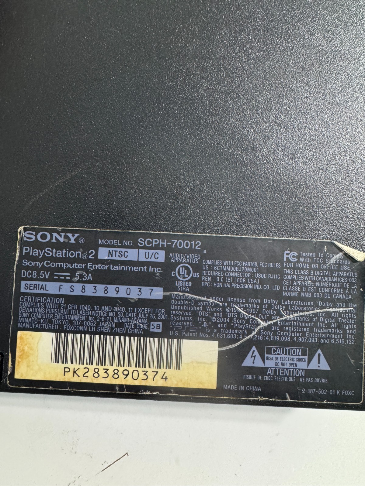 PlayStation 2 Slim SCPH-70012 Console Untested No Pwr Crd 2 Controllers (e31)