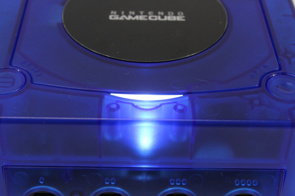 Nintendo Gamecube Clear Transparent Dark Blue Console & AC AV NTSC-U/C DOL-001