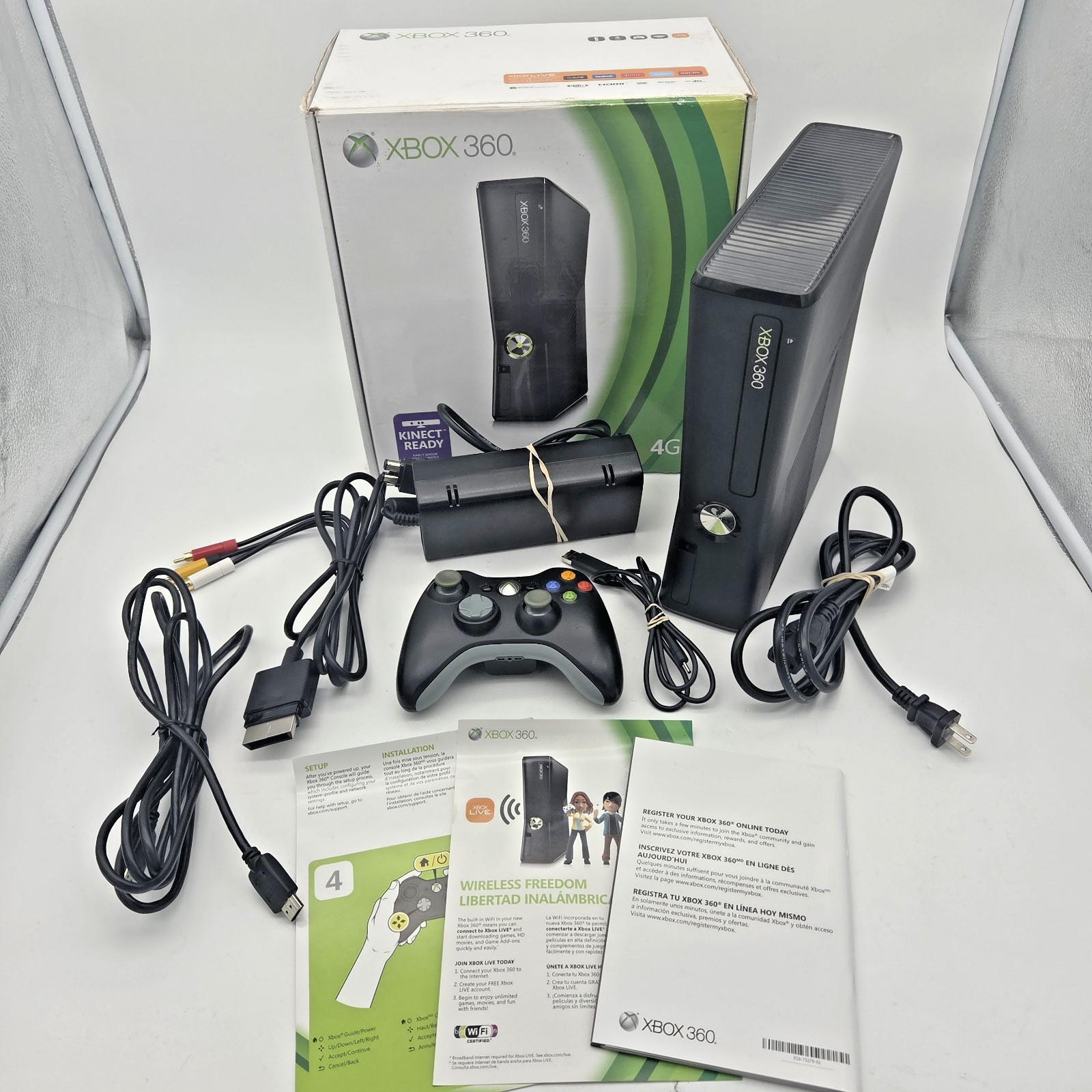Microsoft Xbox 360 Slim 4GB Black Matte Console Model 1439 Complete In Box VGC