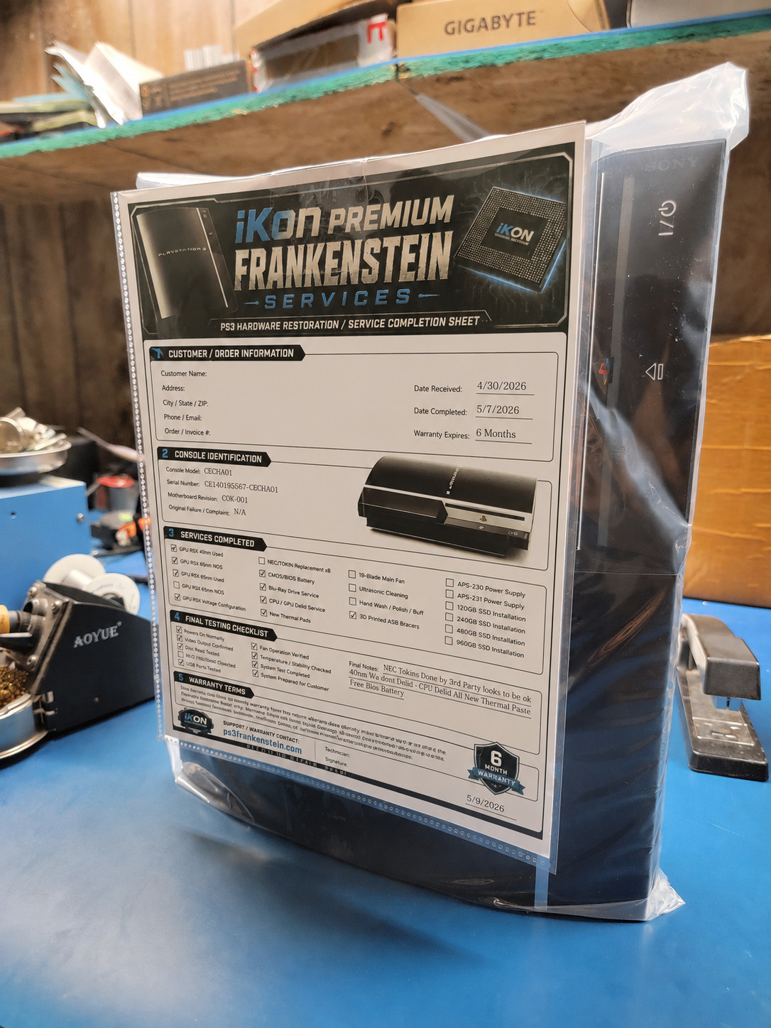 FRANKENSTEIN PS3 – 40nm RSX – YLOD GLOD Fix / Retrofit Service