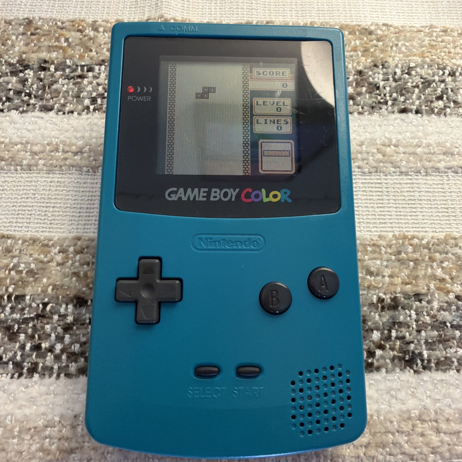 Nintendo Game Boy Color Game Console – Teal – CGB-001 w/ Tetris Cartridge Bundle