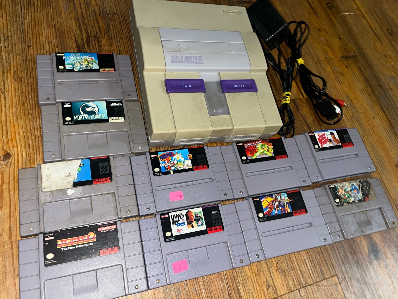 Super Nintendo SNES Console Video Game Bundle Lot of 10 Games – Tested Working