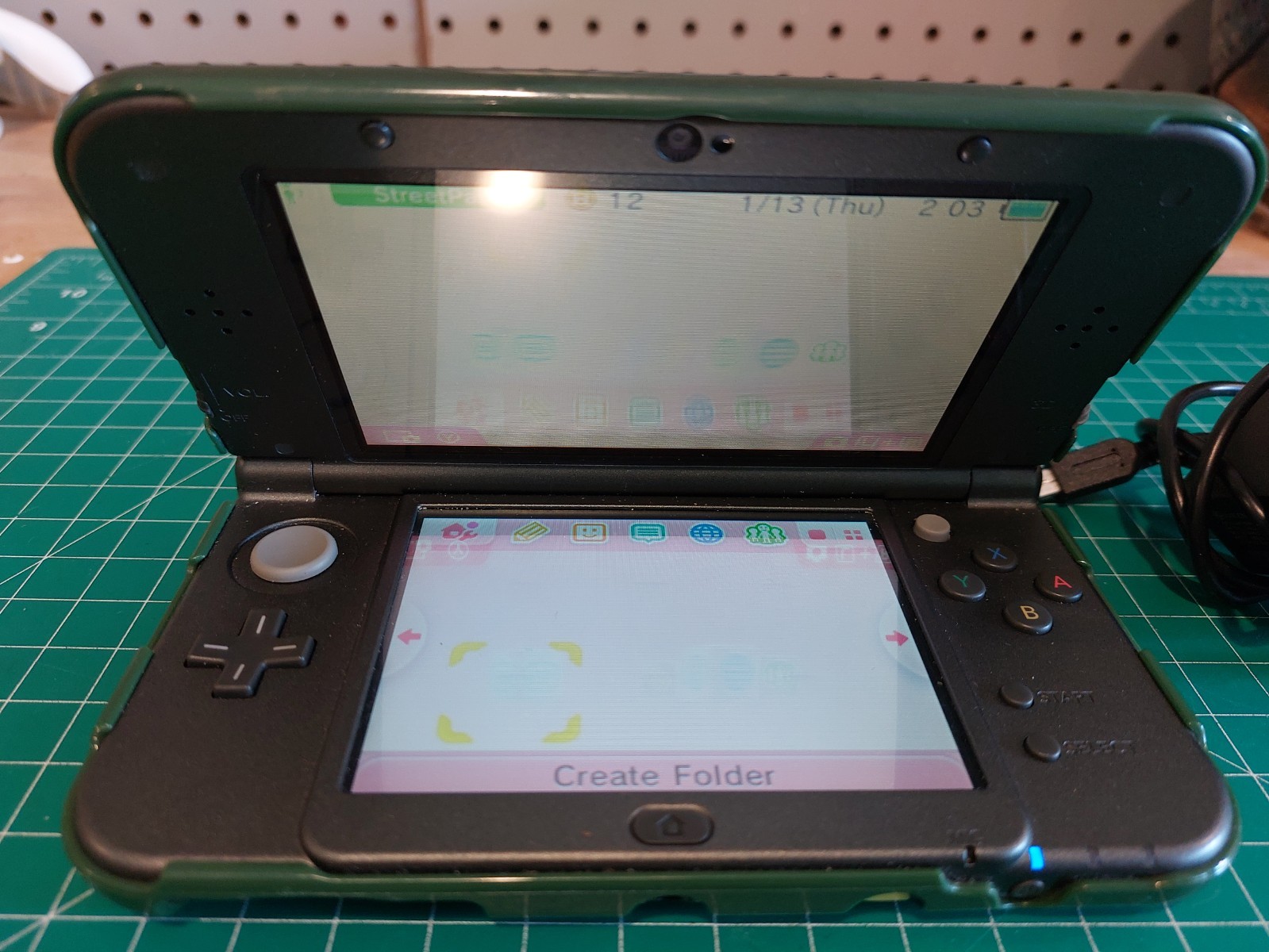 Nintendo New 3DS XL Black Console Tested with Green Zelda Hylian Cover