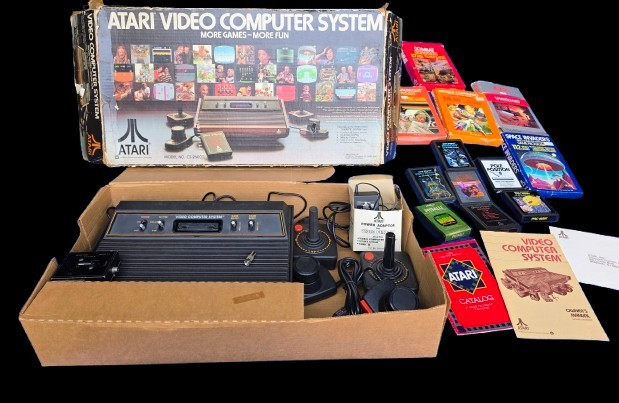 Atari CX-2600A Console Bundle In Original box w Over 12 Games Tested Working