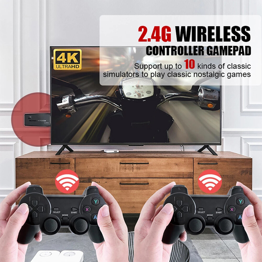 2.4G 4K Wireless HD TV Video Game Console 10000+Built-in Games+ 2 Gamepad USA