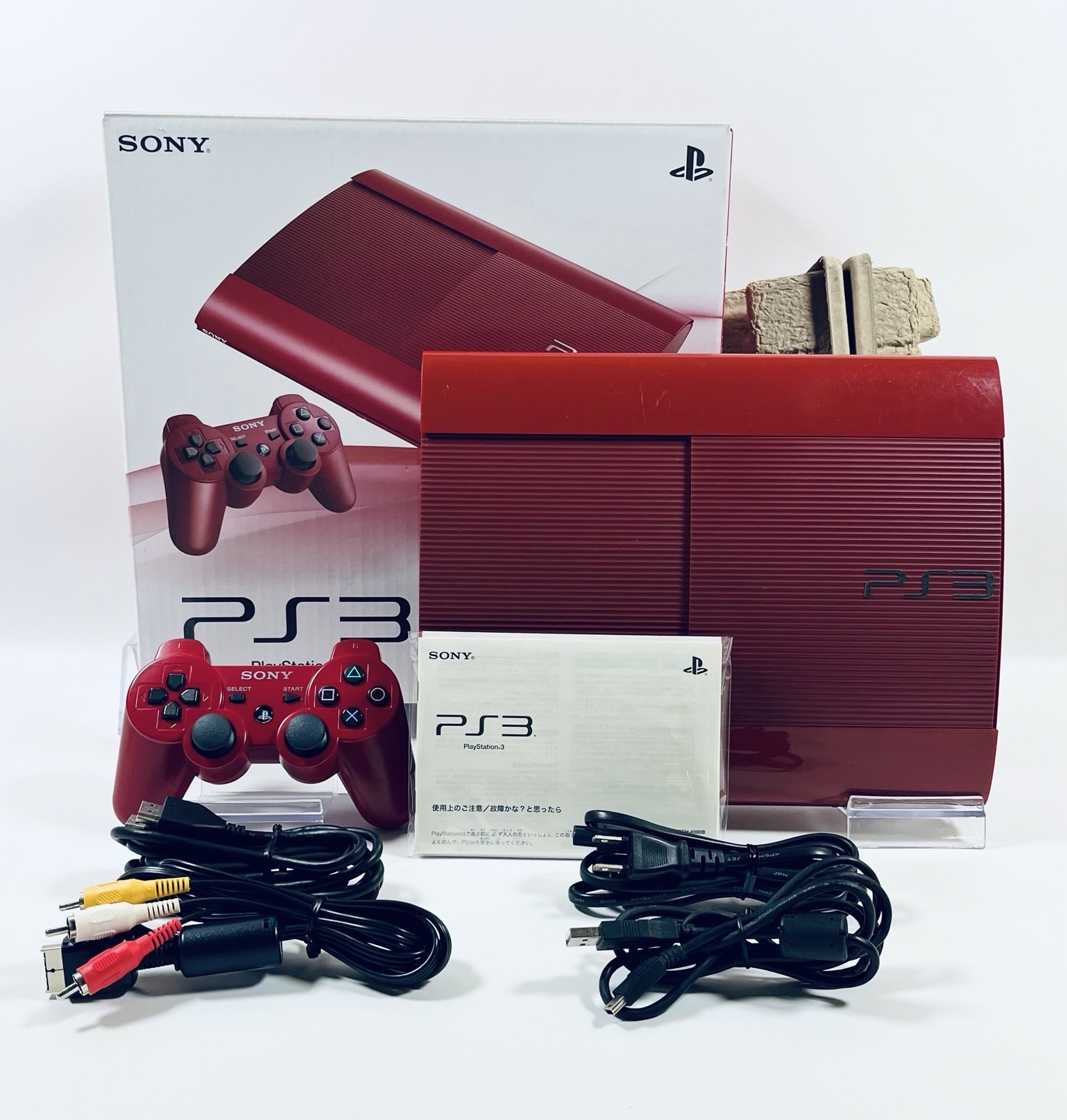 🔥RARE Sony PS3 CECH-4000B 250GB ❤️ Garnet Red 🎮 1 Controller Super Slim Tested