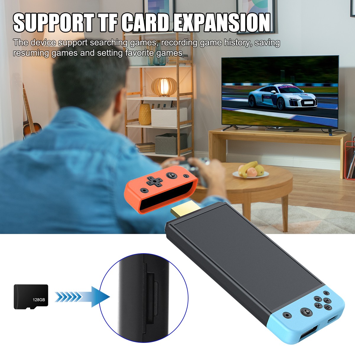 4K Retro Game Console Plug&Play 40000+ Video Game Stick +2x Wireless Controllers
