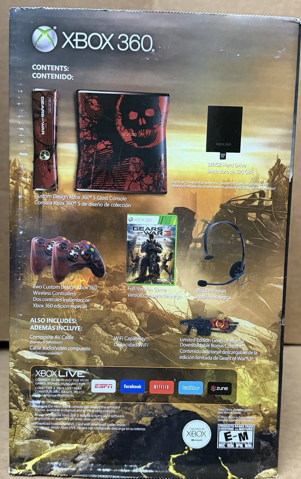 NEW SEALED Microsoft Xbox 360 Gears of War 3 Limited Edition 320GB Box Damage