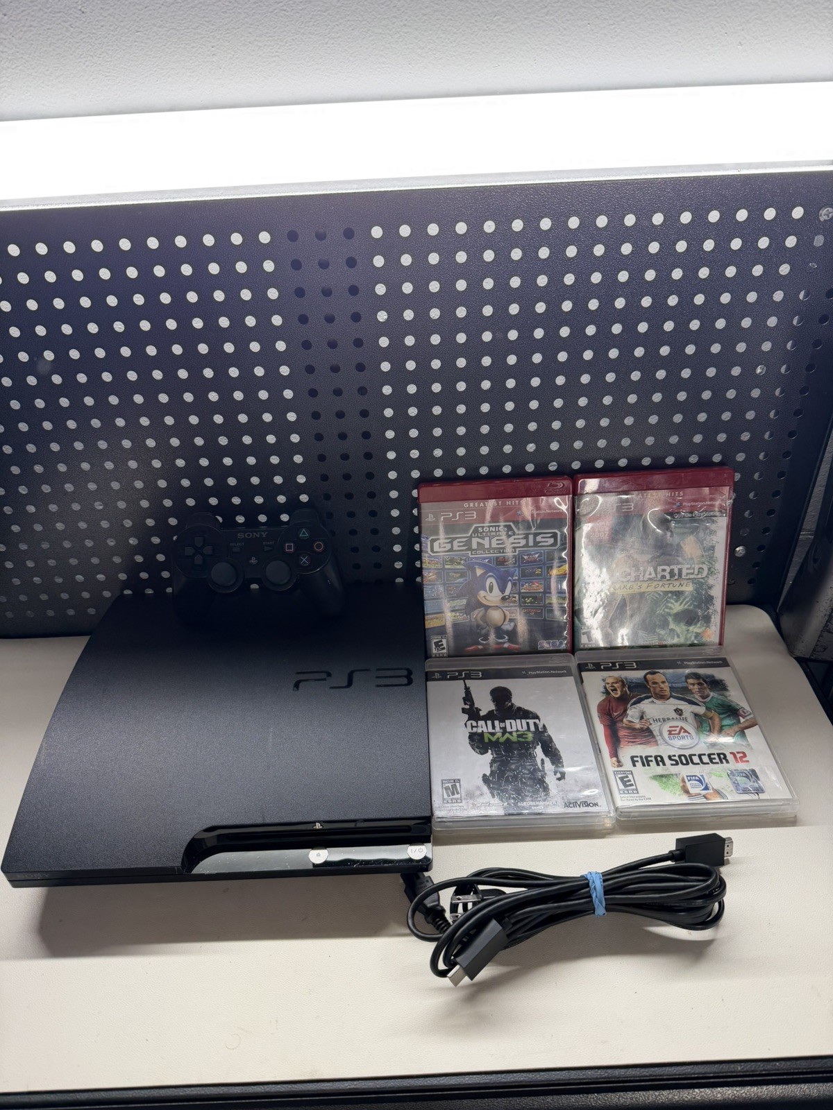 Sony PlayStation 3 PS3 Slim Console 160GB (2501A) w/Controller Cords & 4 Games
