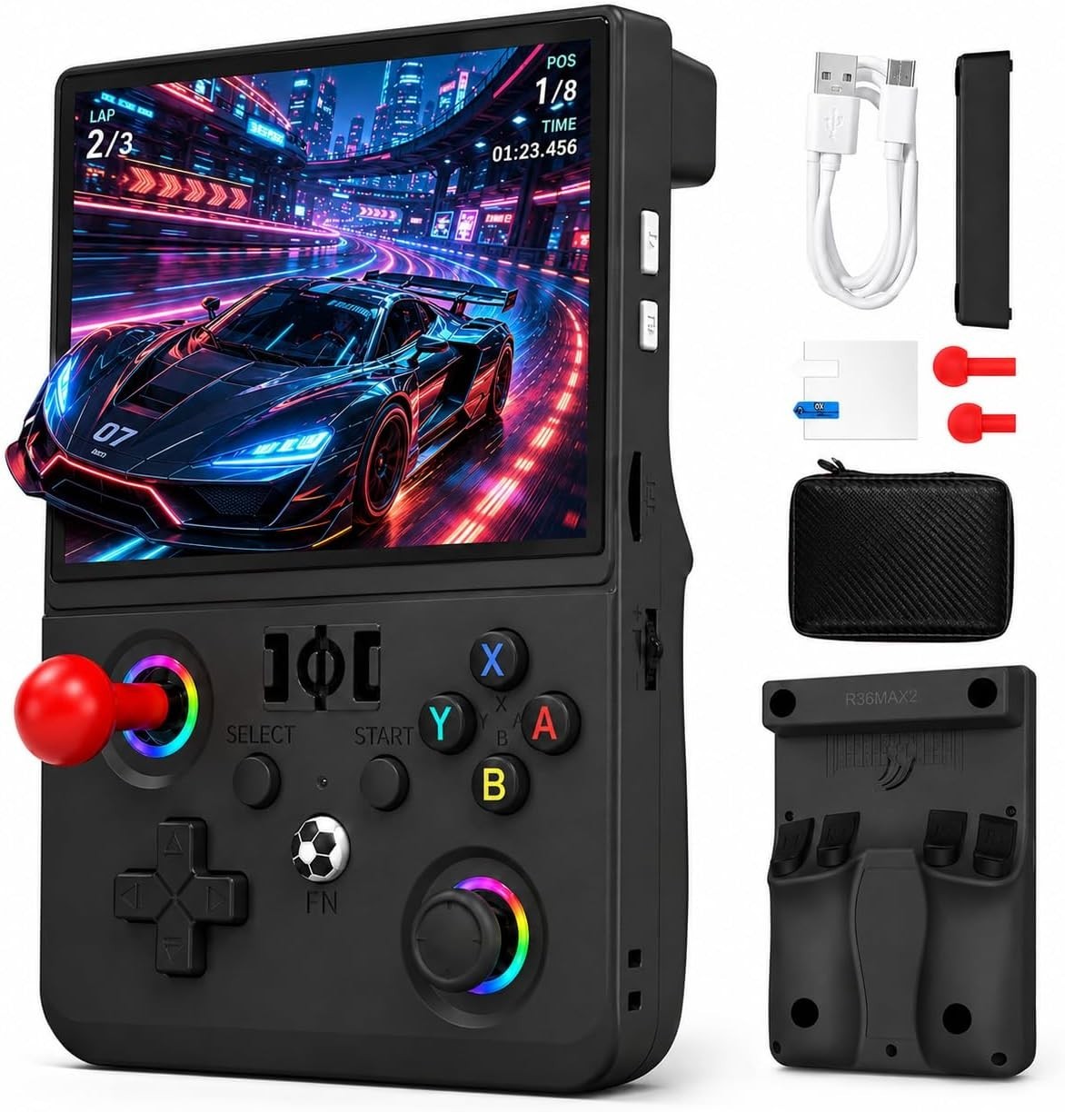 R36MAX2 Retro Handheld Game Console, 4.5-Inch 1024×768 IPS Screen, 128GB 22000+