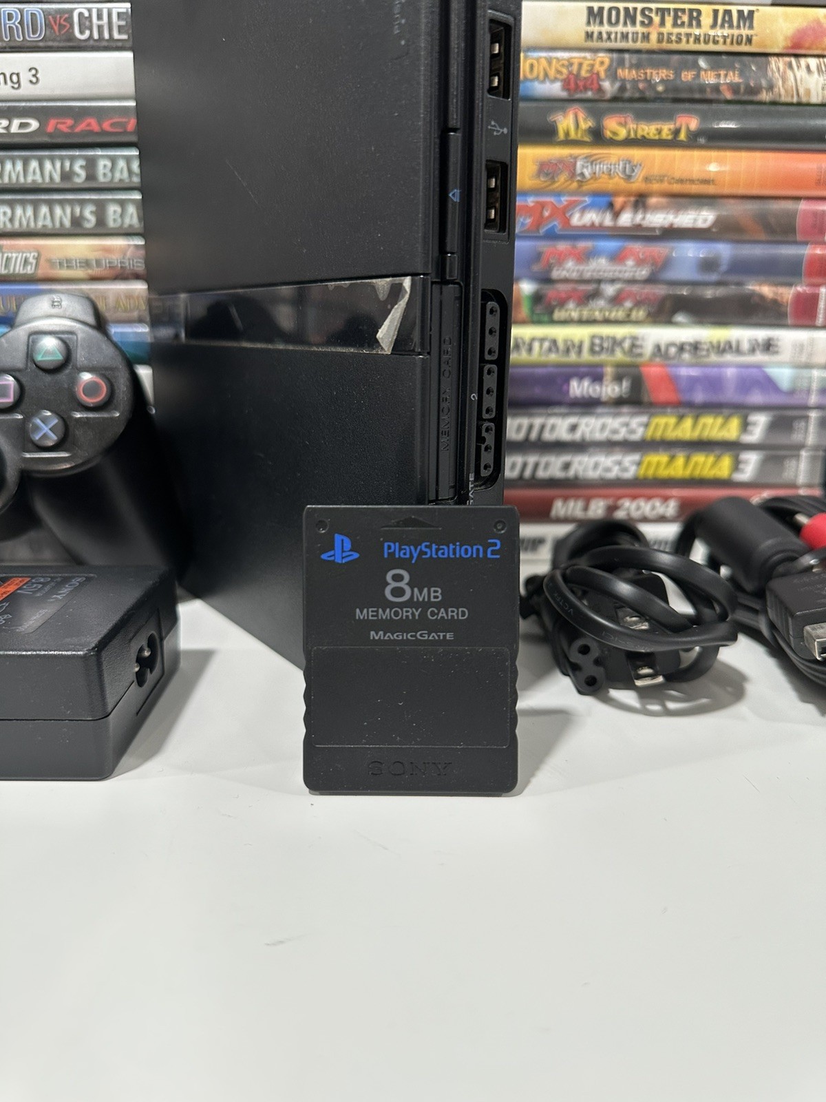 Sony PlayStation 2 PS2 Slim Console OEM Bundle Black Tested w/ControlMemory Card