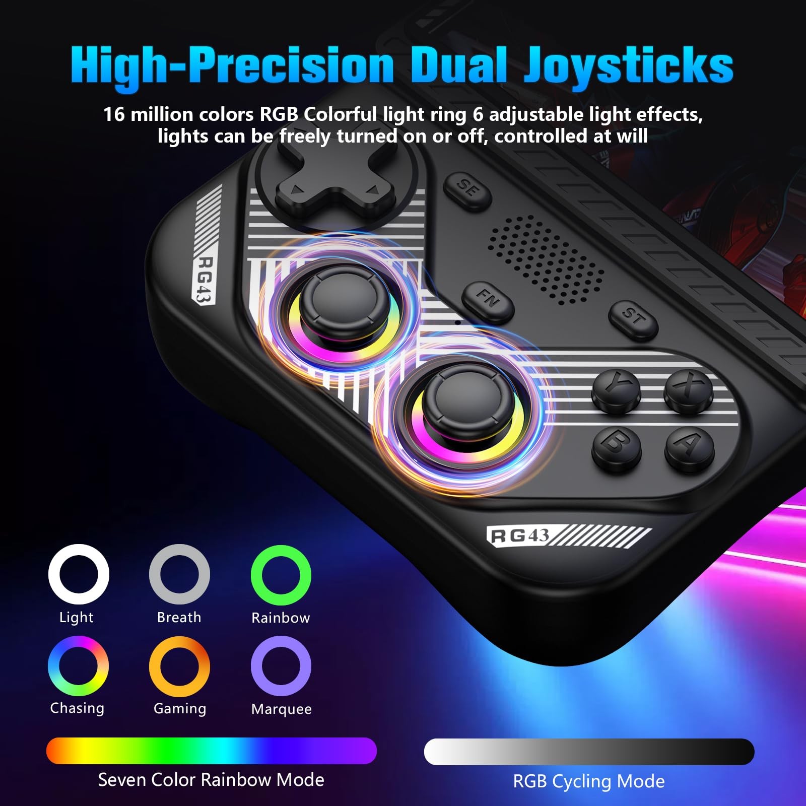 RG43V Pro Retro Handheld Game Console, 4.3 Inch IPS Screen, Portable Dual Sys…