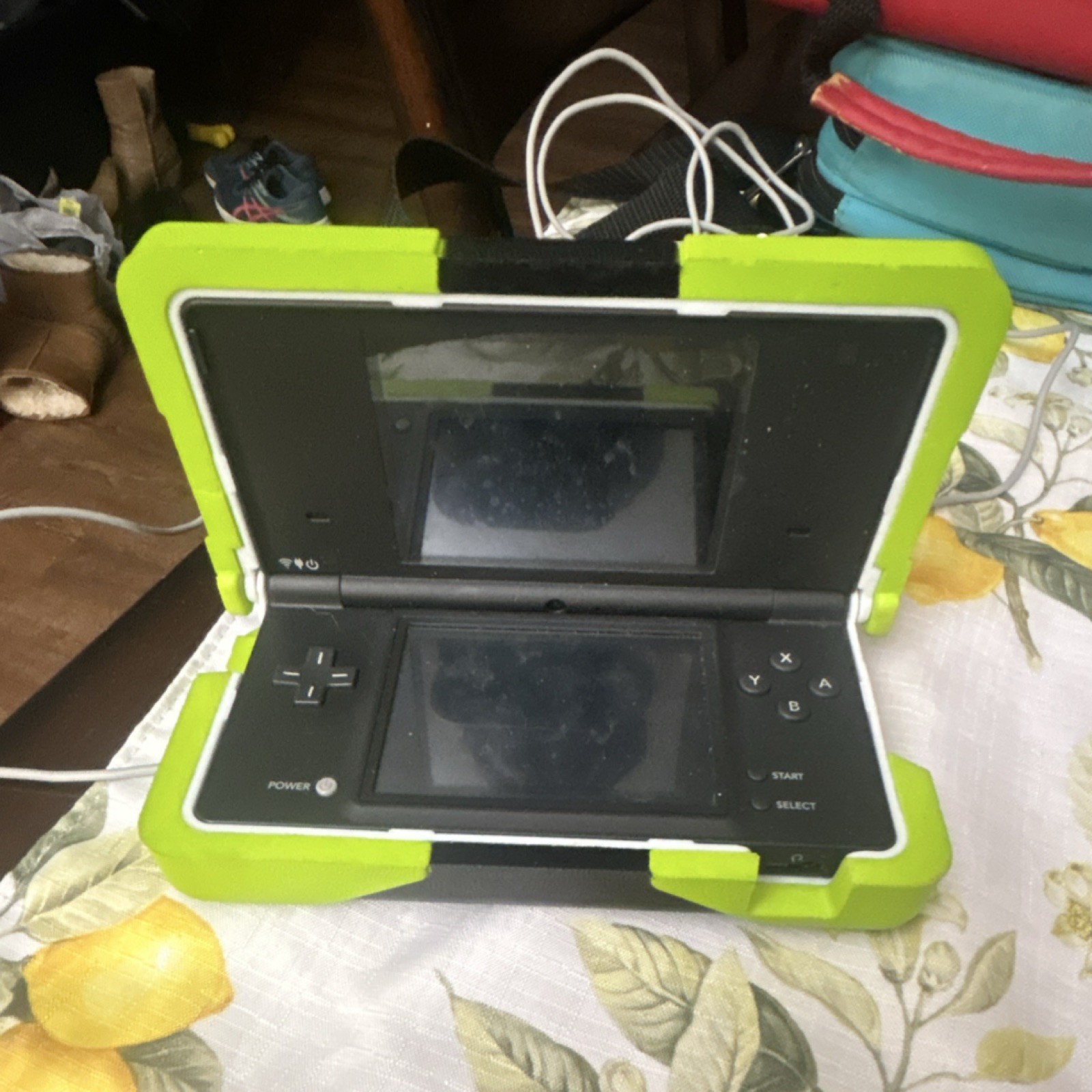 Nintendo DS Black Green Handheld Console TWL-001 with Nerf Case and Charger