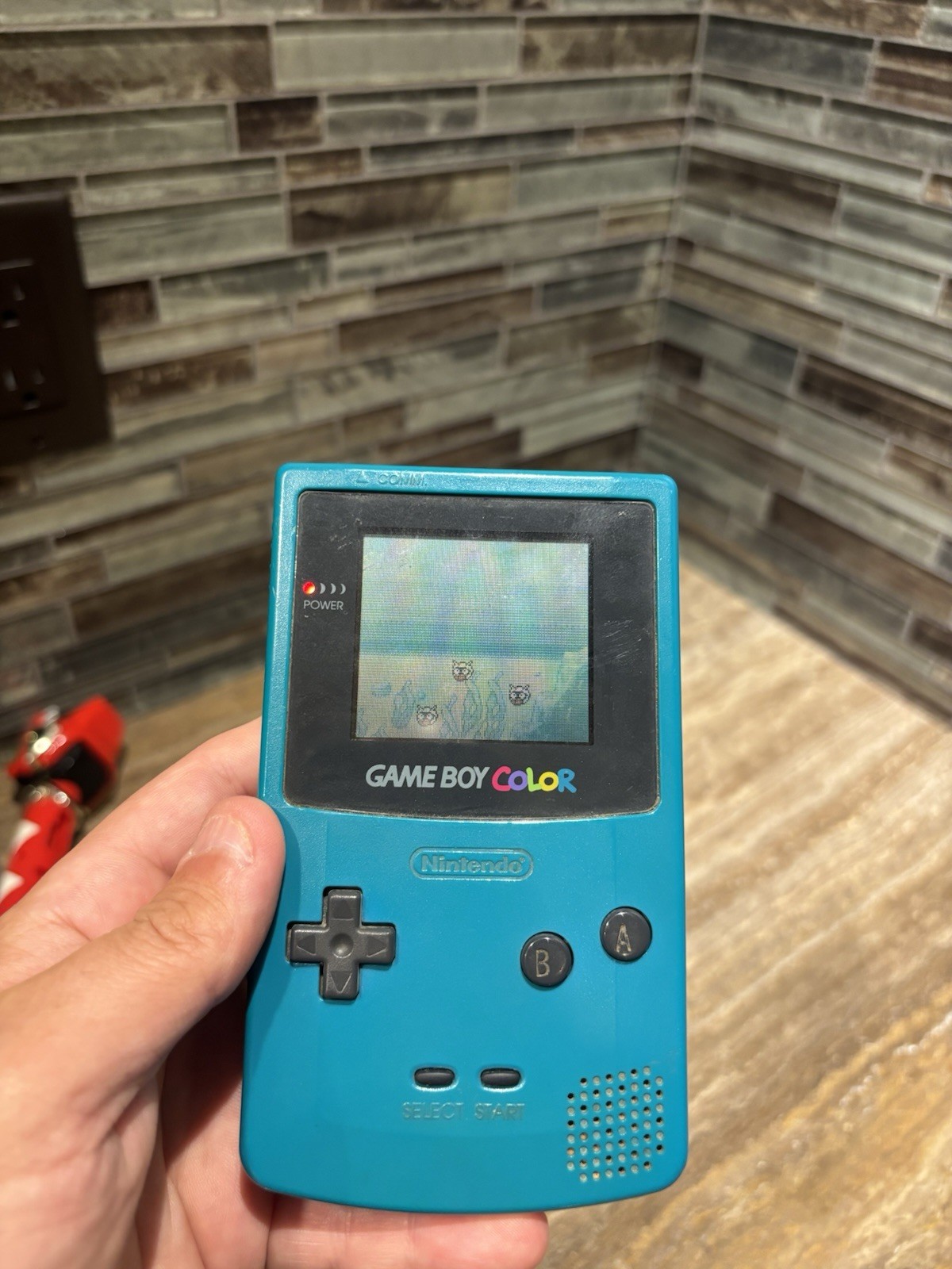 Nintendo Gameboy Color CGB-001 Teal Blue Handheld Console & Pokemon Gold