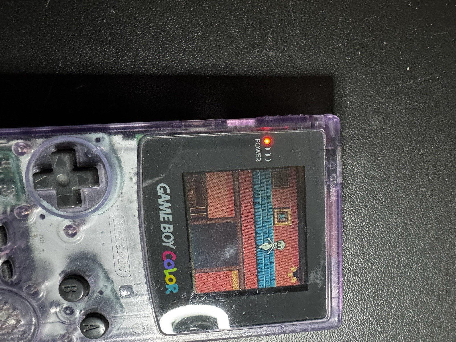 Nintendo Game Boy Color Atomic Purple W/ Game Casper Tested Works Great