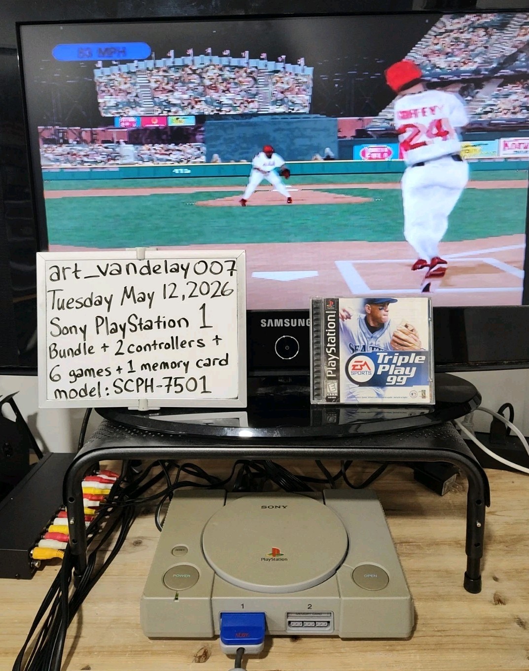 Sony PlayStation 1 Bundle SCPH-7501 + 2 Controllers + 6 Games + Mem Card* Tested