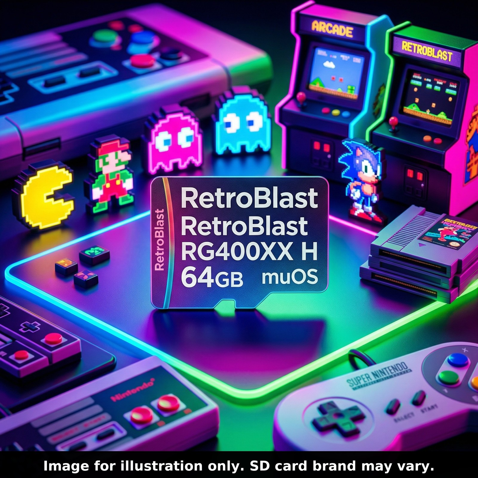 RetroBlast Standard 64GB Anbernic RG40XX H Micro SD Card Plug & Play NEW BUILD