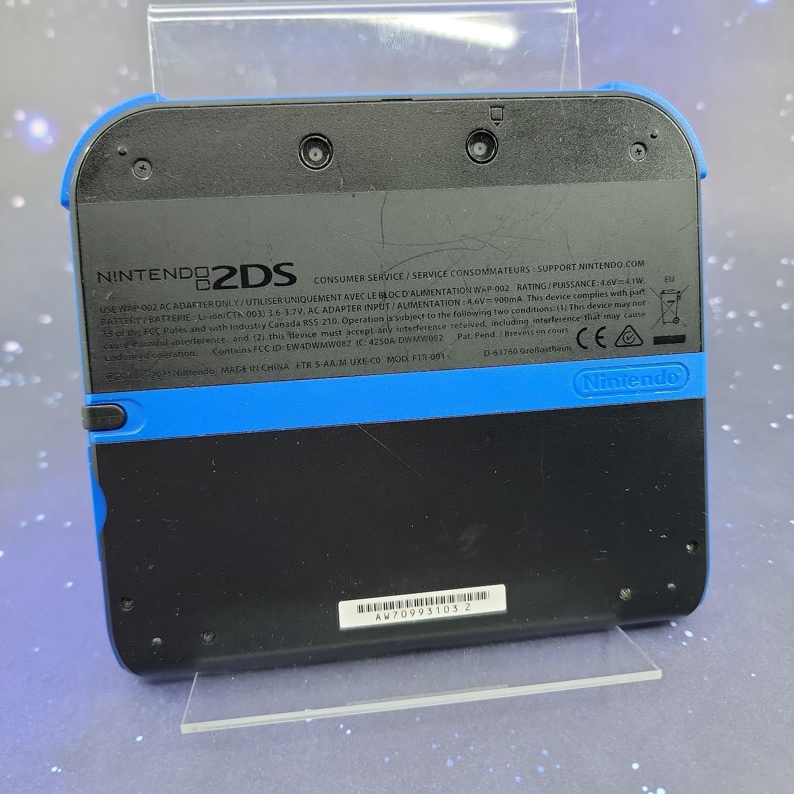 Nintendo 2DS Console Blue Black W/ Stylus & Power Cord Tested Working NTSC-U