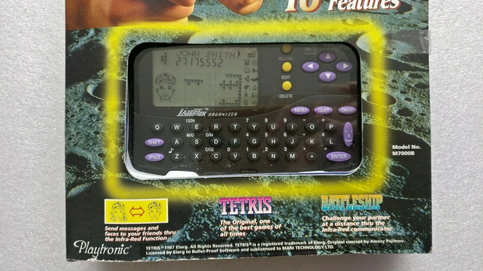 Vintage 1987 Laser Tek Organizer 2 Games TETRIS & Battleship by Playtronic New