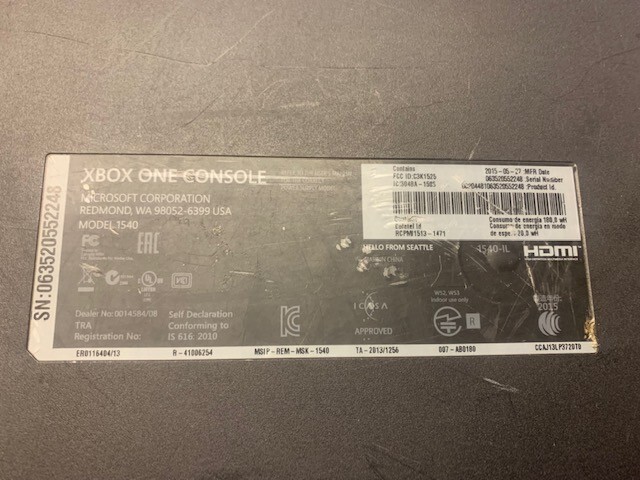 Microsoft Xbox One Black 1540 500GB Console Wont Turn ON. CONSOLE ONLY