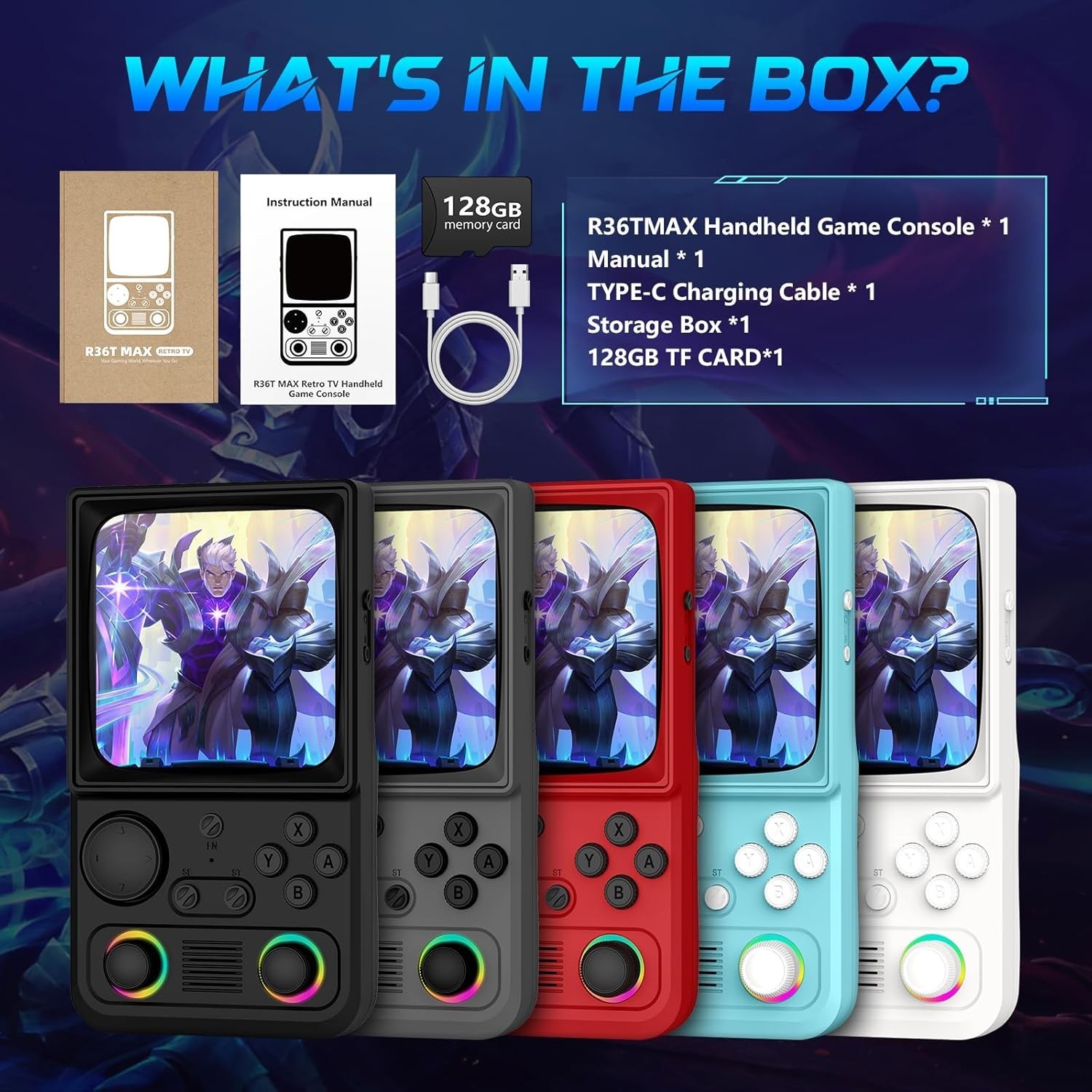 R36TMAX Handheld Retro Game Console 22000+ Games 4″ IPS WiFi 4000mAh 128GB (61)