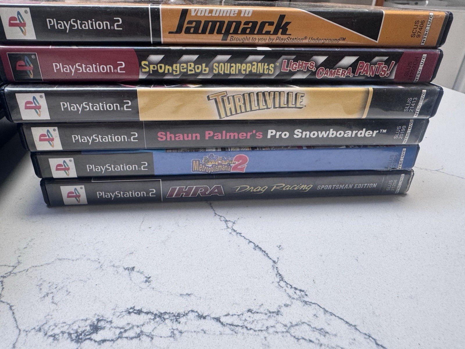 Sony PlayStation 2 PS2 Fat Console 13 Game Lot Silver Controller