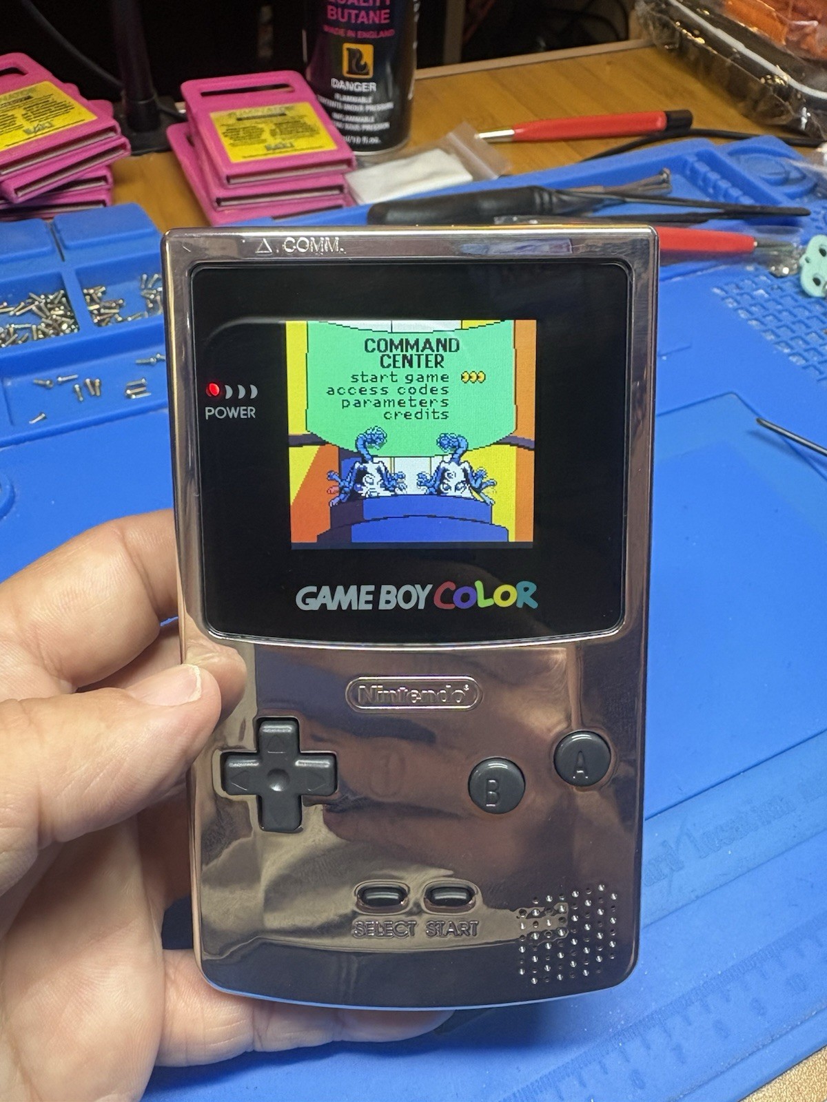 Backlit TFT Silver Chrome Nintendo Gameboy Color GBC cartridge Pouch