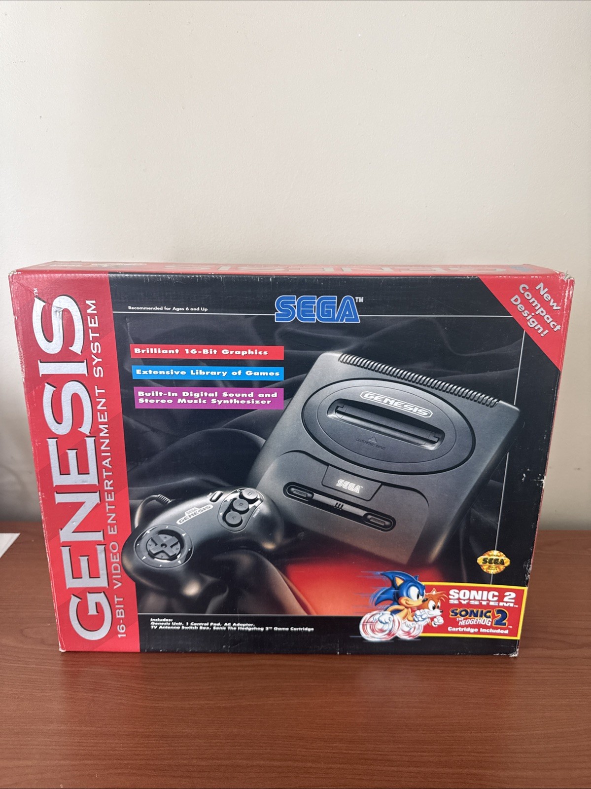 Sega Genesis Console 16 Bit System In Box w/ Controller Manual and Cables