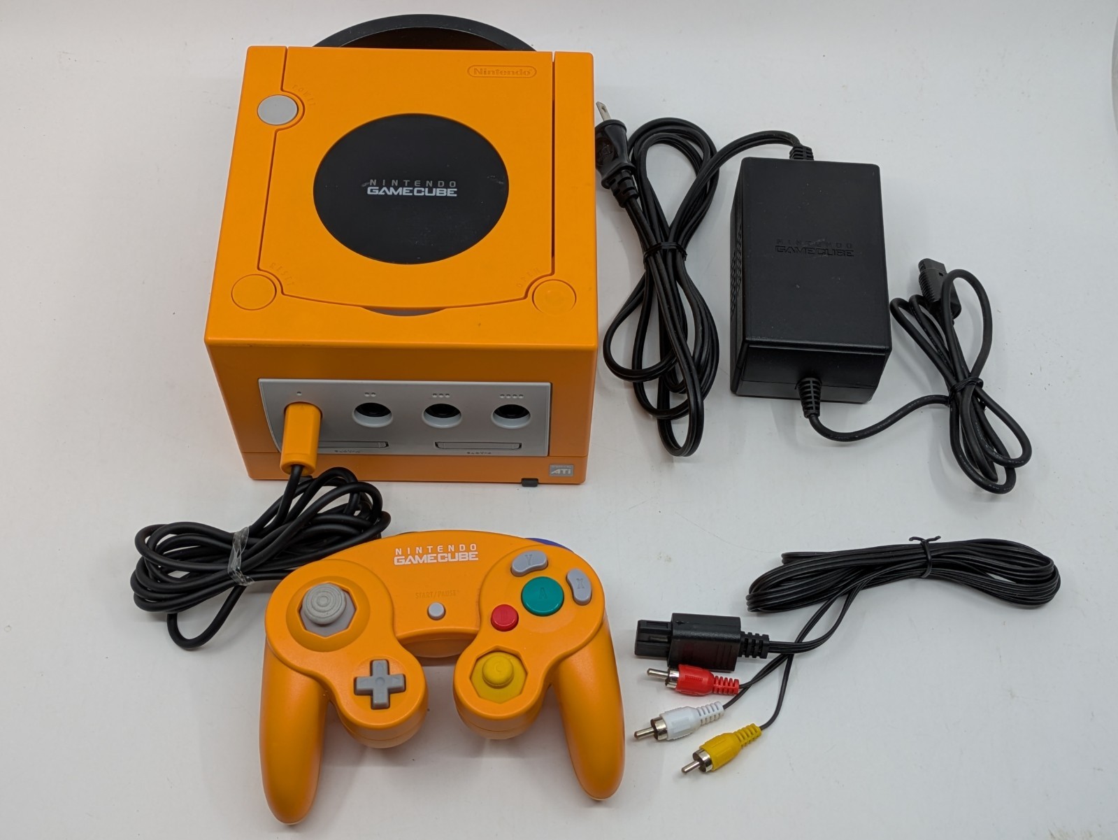 Nintendo GameCube Orange DOL-001 Console Complete Set Tested NTSC-U/C