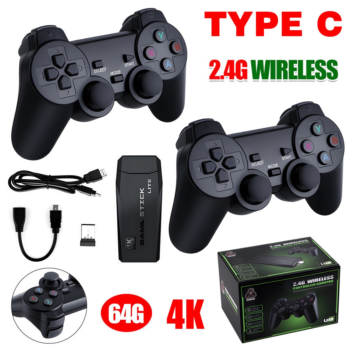 X2 PRO 256G 60000+ Games 4K Game Stick 3D HD Retro Video Game Console Wireless
