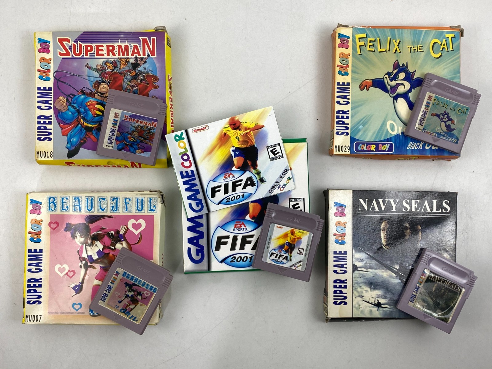 Nintendo Super Game Boy Color FELIX THE CAT Superman Cartridge China