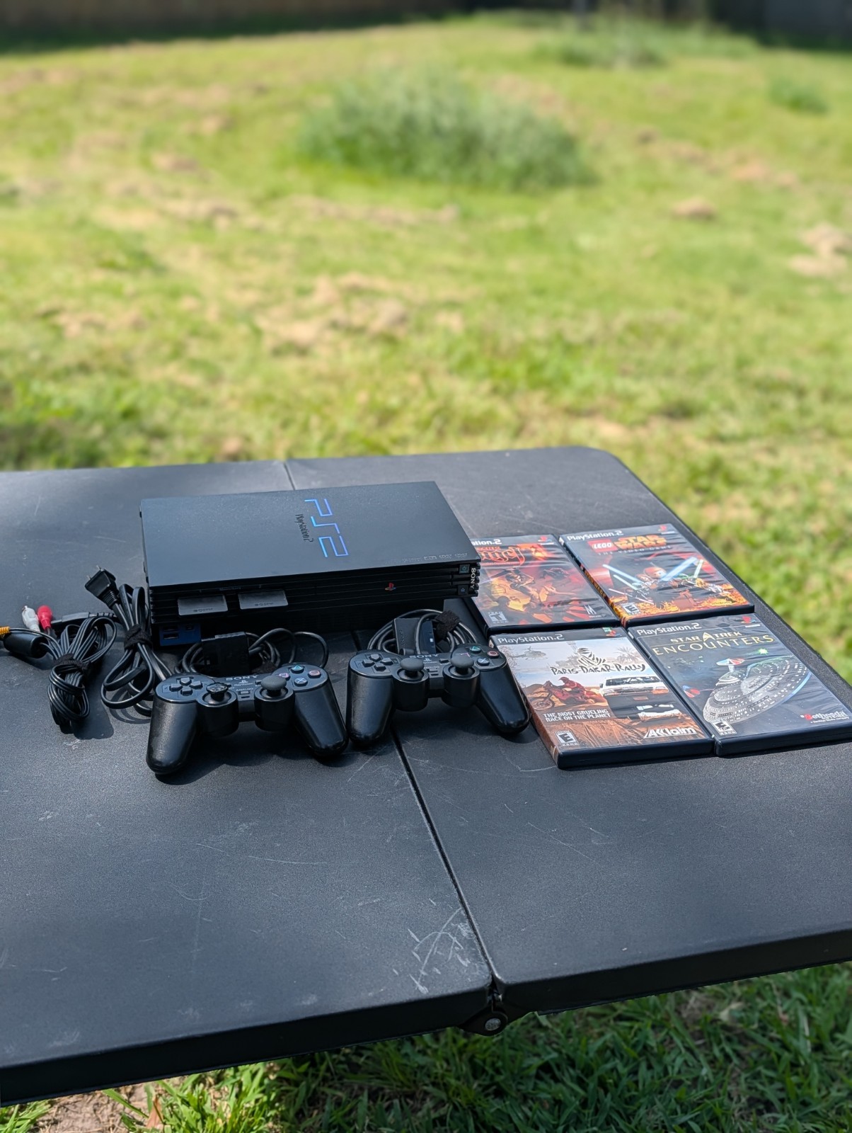 Sony PlayStation 2 Bundle With 4 Games, 2 Controllers, Memory Cards- Tested