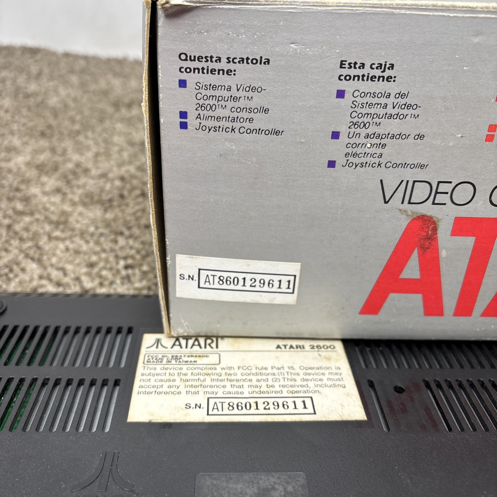 Atari 2600 JR Console In Box Tested With Matching Serial Number Tested READ