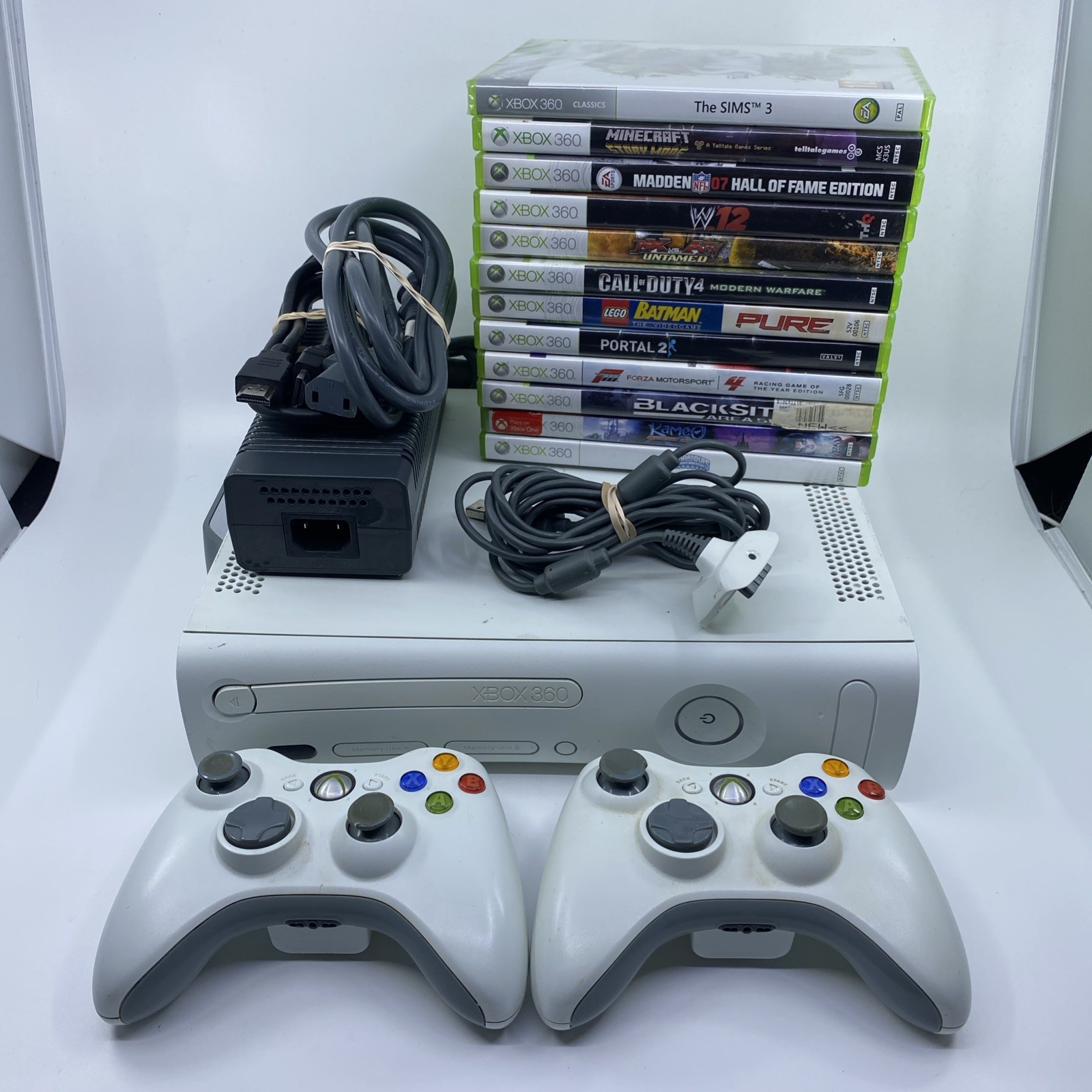 Microsoft Xbox 360 20GB Console System Tested & Working + Controllers + 12 Games