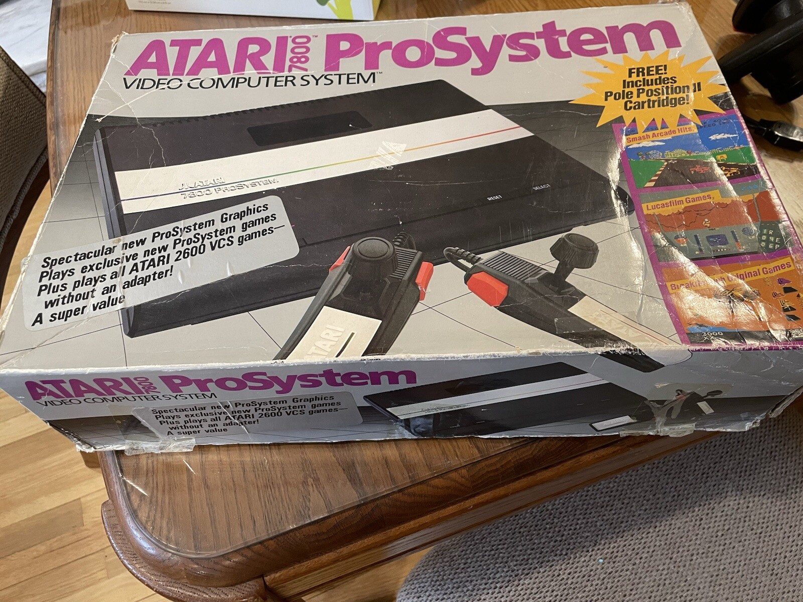 Atari 7800 Console Pro System w/ 2 OEM Controllers & Cables – TESTED & WORKING!