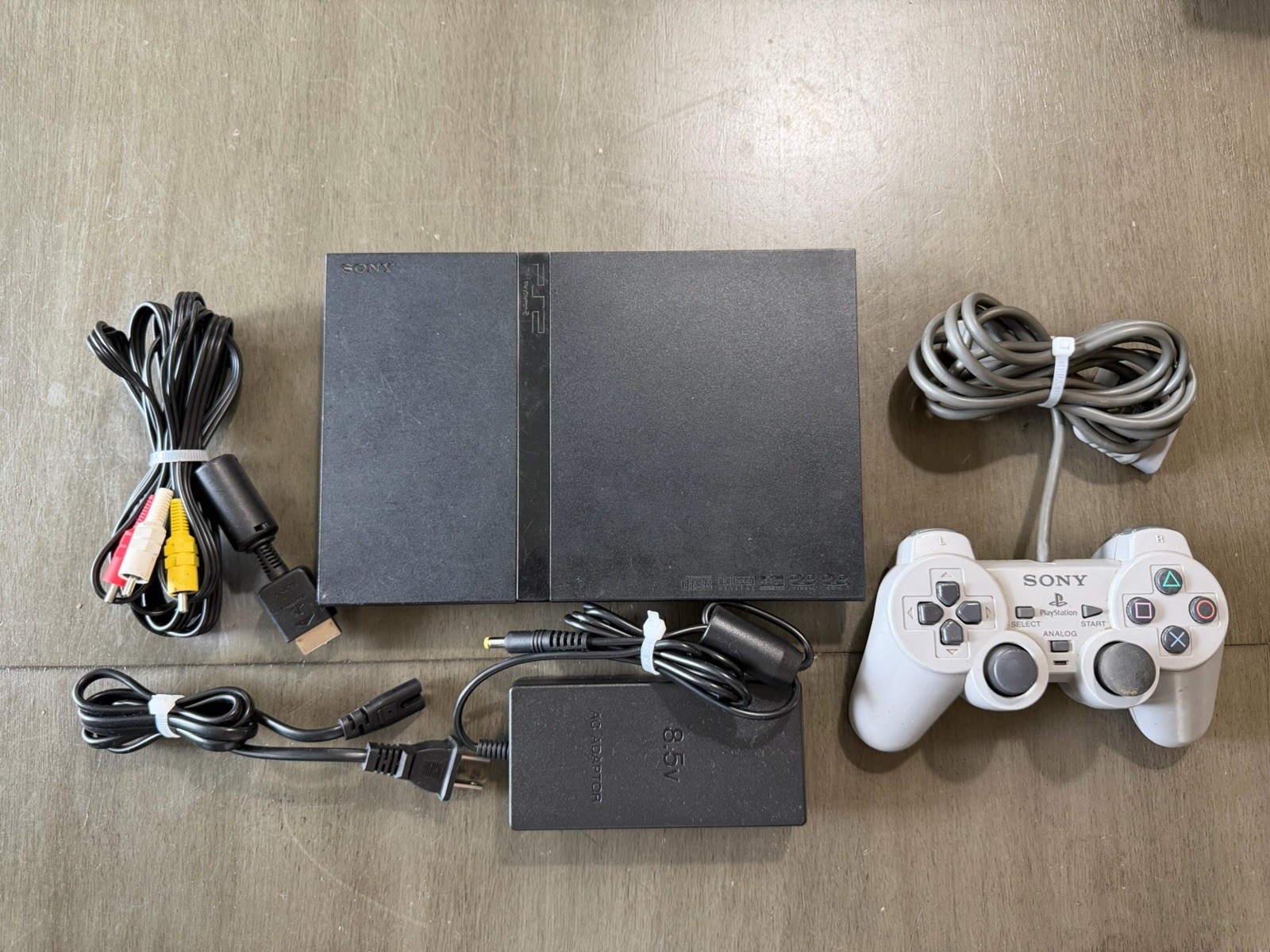 Sony PlayStation 2 Slim PS2 Console + Cables Bundle And Controller *TESTED*