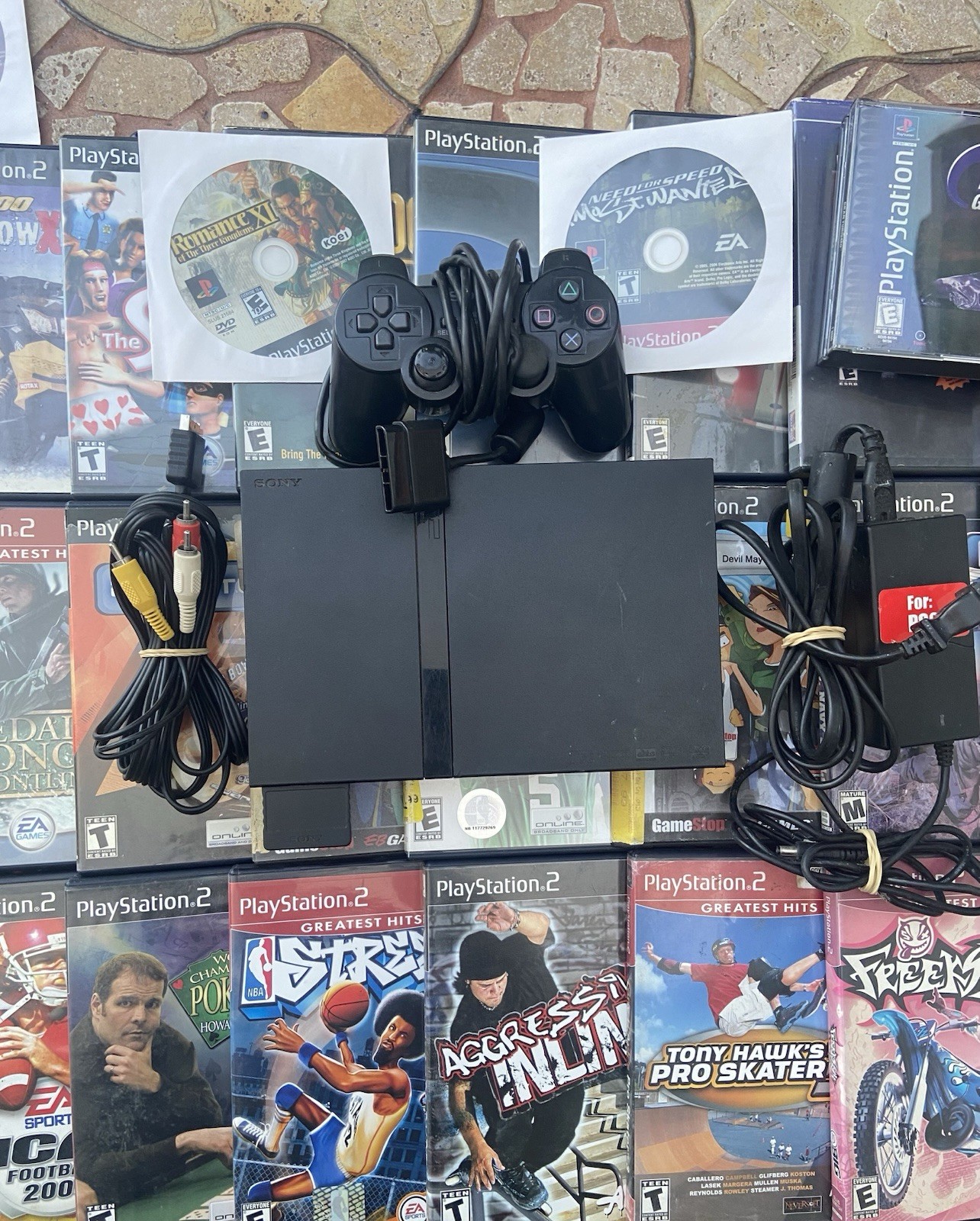 Sony PlayStation 2 PS2 Slim Console Bundle 29 Games Controller Tested & Working