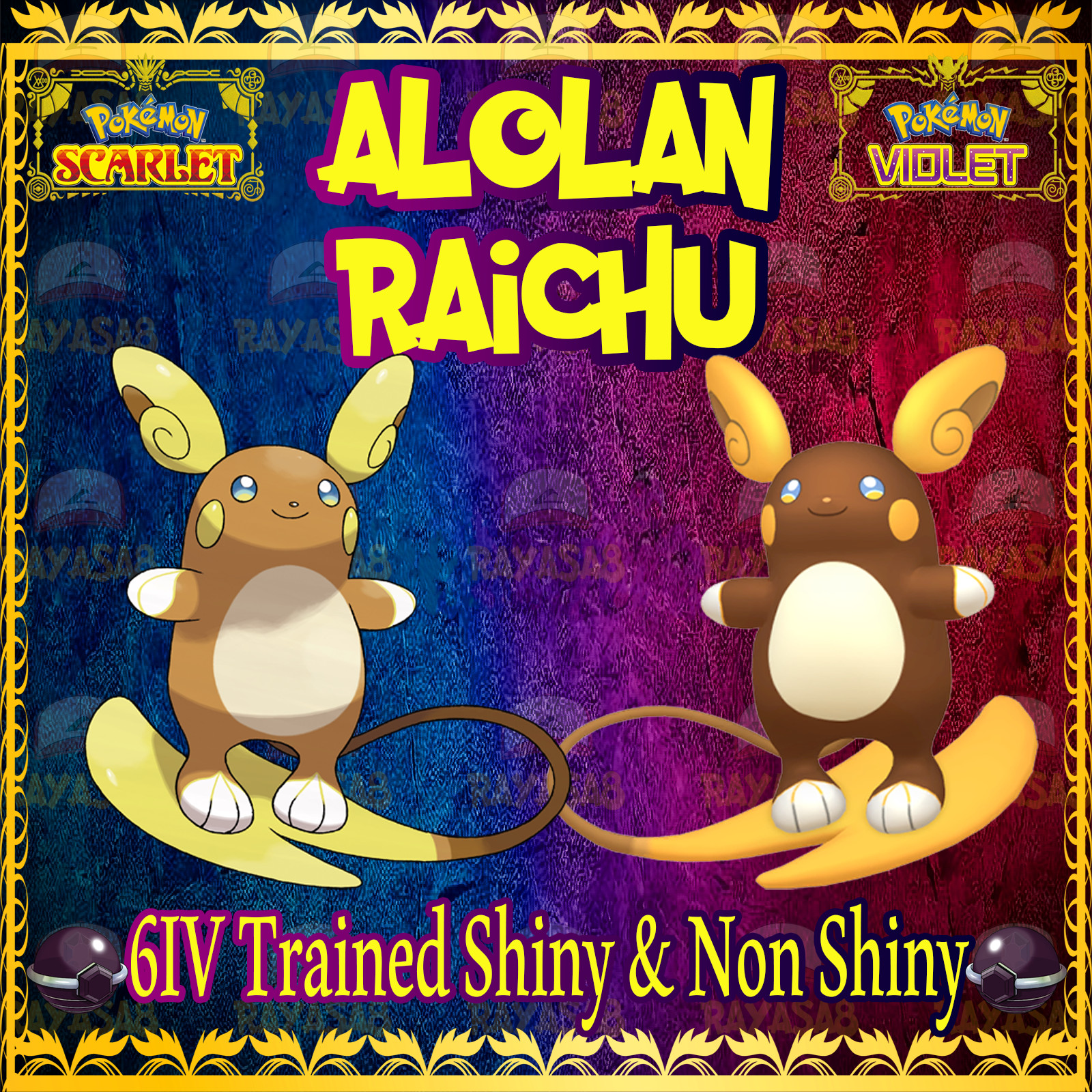 Pokemon Scarlet & Violet Alolan Raichu 6IV 🌟Shiny🌟 & Non Shiny Home