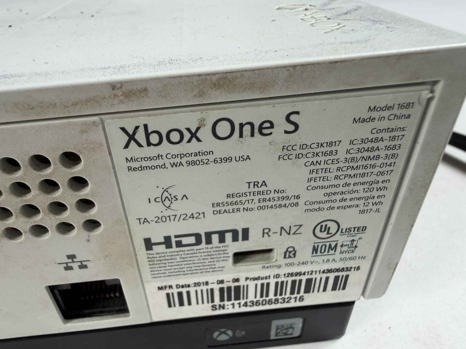 Microsoft Xbox One S 1TB Console Gaming System Only White 1681
